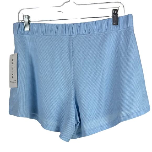 Athleta Wind Down Sleep Shorts Waffle Knit Light Blue Women's Size XS NWT - Picture 3 of 11